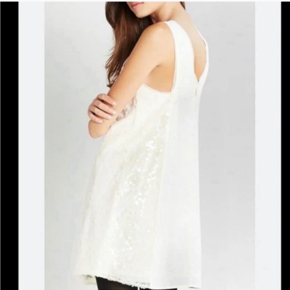 BCBGeneration Ivory White Sequin Sleeveless Mini Dress sz2